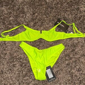 Neon yellow ribbed bikini